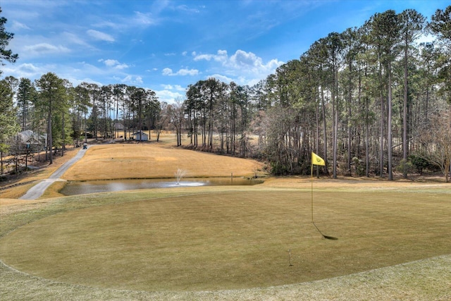 surrounding community featuring a water view and a yard