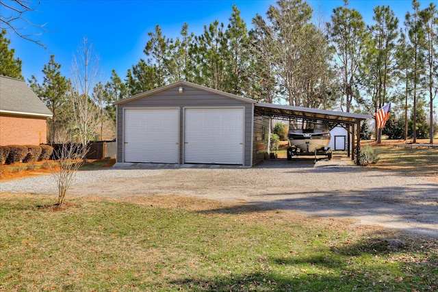 garage with a carport