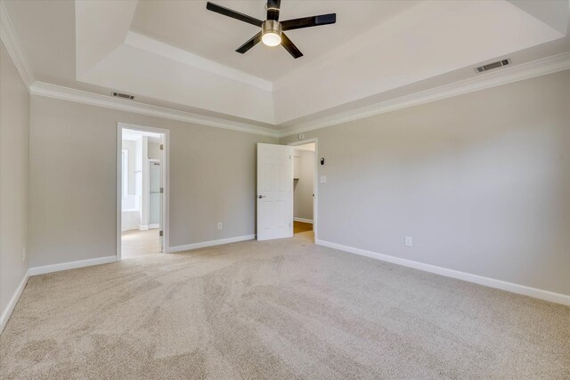 4142 Quinn Dr, Evans, GA 30809 - unfurnished room featuring a raised ceiling, light carpet, ceiling fan, and crown molding