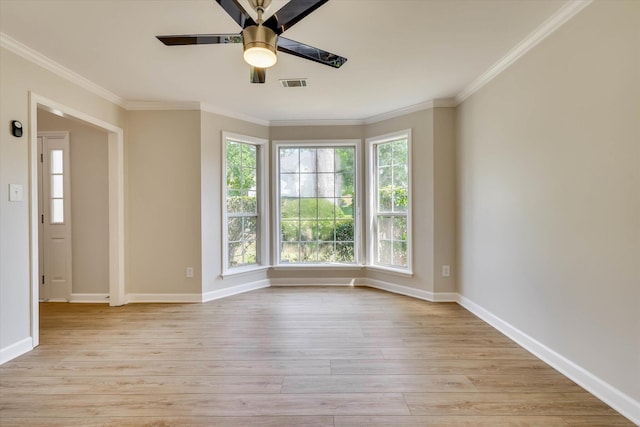 4142 Quinn Dr, Evans, GA 30809 - empty room featuring light wood-style floors, ornamental molding, and ceiling fan