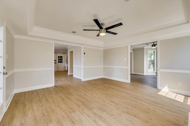 4142 Quinn Dr, Evans, GA 30809 - unfurnished room with a ceiling fan, a tray ceiling, light wood finished floors, and ornamental molding