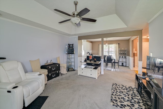 2211 Altman Way, Hephzibah, GA 30815 - carpeted living room with ceiling fan and crown molding