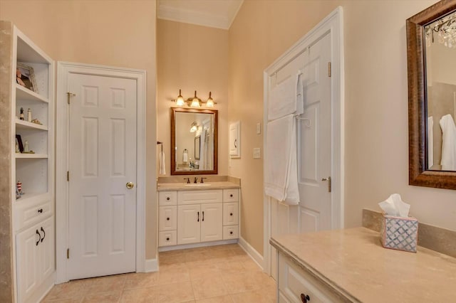 bathroom with vanity and tile patterned flooring