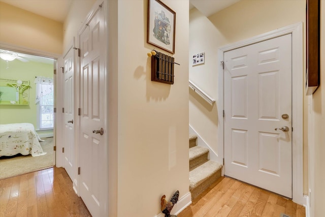 901 Patriots Pt, Mccormick, SC 29835 - foyer with light wood finished floors and stairway