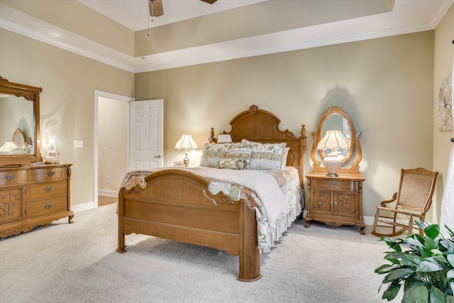 901 Patriots Pt, Mccormick, SC 29835 - carpeted bedroom with a tray ceiling, baseboards, crown molding, and a ceiling fan