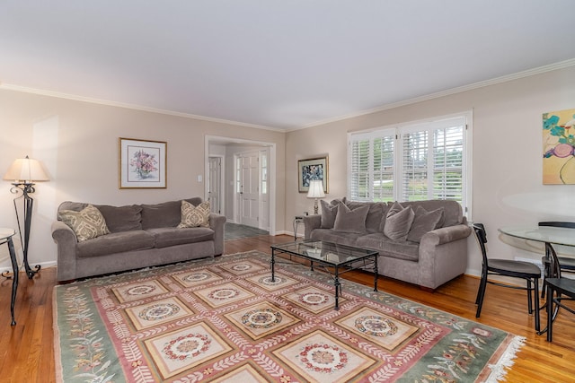 3247 Ramsgate Rd, Augusta, GA 30909 - living room featuring crown molding, wood finished floors, and baseboards