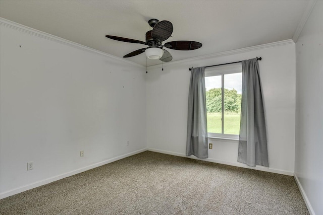 690 Riverfront Dr, Augusta, GA 30901 - carpeted spare room featuring crown molding, ceiling fan, and baseboards
