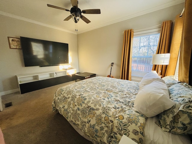 517 Avrett Ct, Evans, GA 30809 - carpeted bedroom featuring ornamental molding, a ceiling fan, and baseboards
