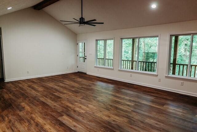 8643 Underwood Rd, Mitchell, GA 30820 - spare room with a ceiling fan, dark wood-style floors, baseboards, and recessed lighting