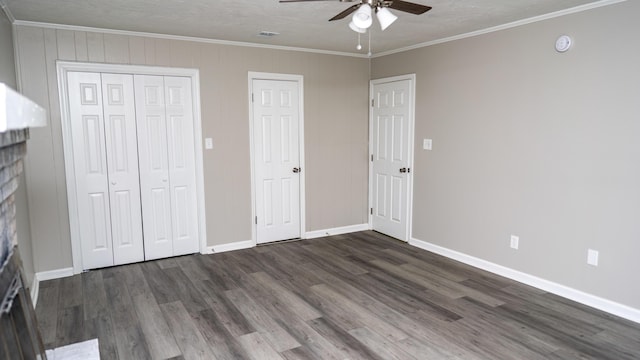 2154 Peppermint Pl, Augusta, GA 30906 - unfurnished bedroom featuring ornamental molding, baseboards, visible vents, and wood finished floors