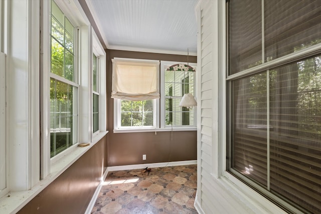 view of unfurnished sunroom