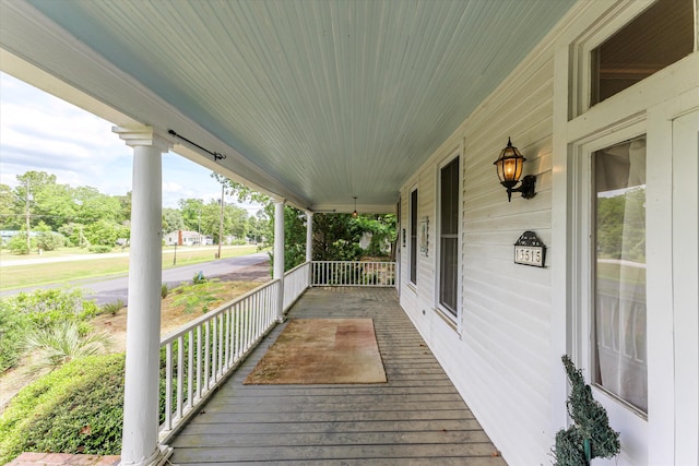 deck featuring a porch