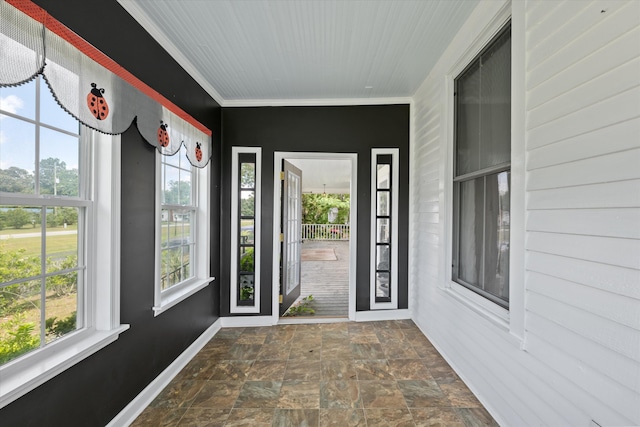 view of unfurnished sunroom