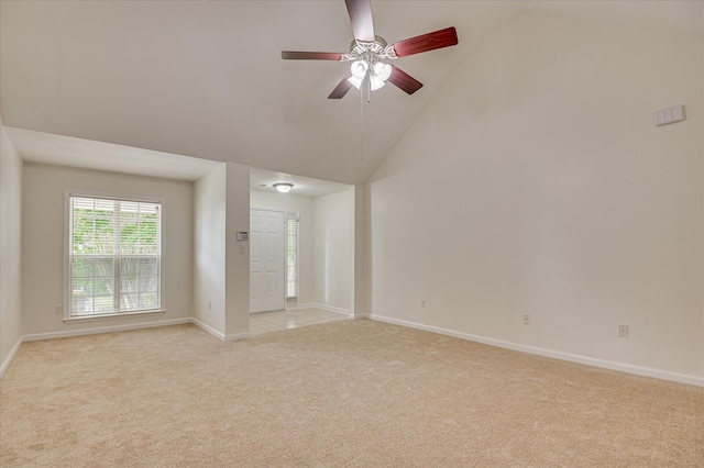 392 Sandleton Way, Evans, GA 30809 - empty room featuring light carpet, a ceiling fan, and high vaulted ceiling