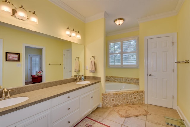 3501 Lonesome Pine Ct, Martinez, GA 30907 - full bath featuring tile patterned flooring, a bath, double vanity, and ornamental molding