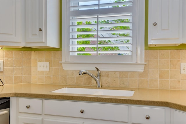 3501 Lonesome Pine Ct, Martinez, GA 30907 - kitchen with a sink, white cabinetry, decorative backsplash, and light countertops