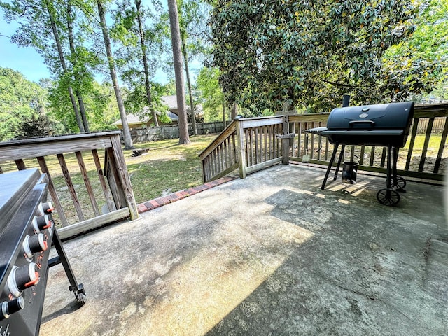 1735 Goshen Rd, Augusta, GA 30906 - view of patio / terrace featuring area for grilling, fence, and a wooden deck