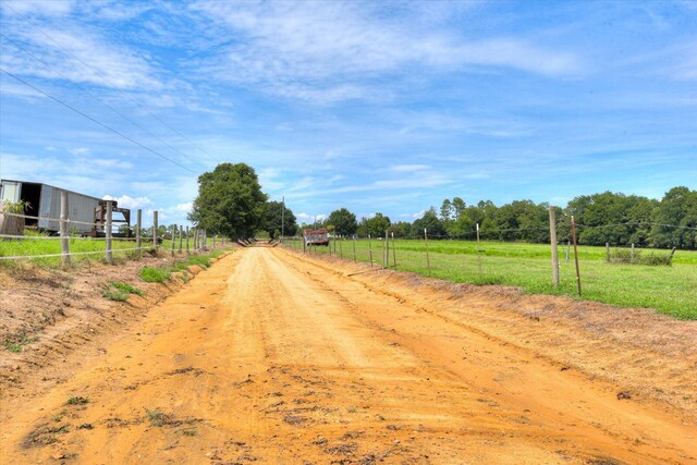 view of road with a rural view