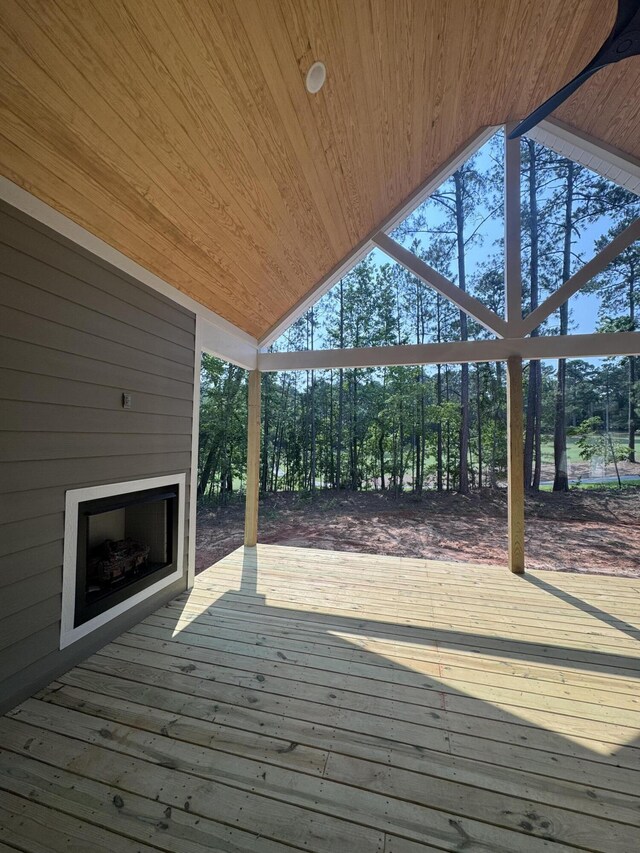 314 Hancock Cir, Mccormick, SC 29835 - deck featuring view of wooded area