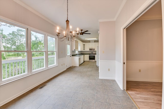 227 Water Oak Dr, Augusta, GA 30904 - unfurnished dining area with a chandelier, ornamental molding, and light tile patterned flooring