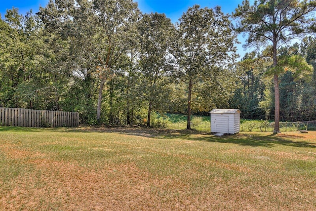 view of yard with a shed