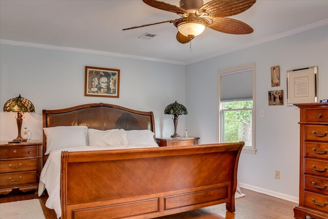 710 Somerset Way, Augusta, GA 30909 - bedroom featuring ornamental molding, wood finished floors, and ceiling fan