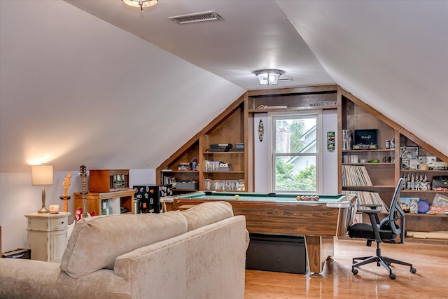 710 Somerset Way, Augusta, GA 30909 - living room with wood finished floors, pool table, and vaulted ceiling