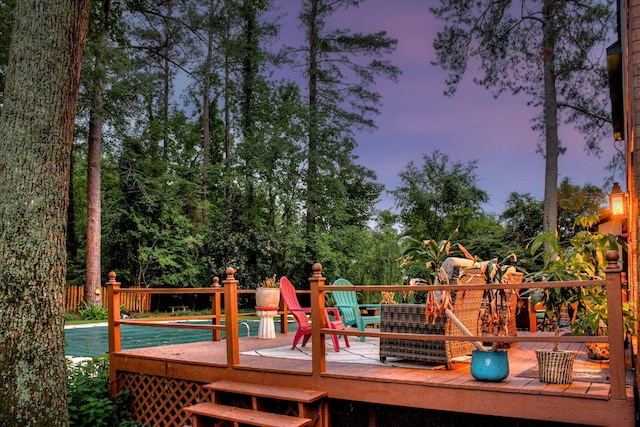 710 Somerset Way, Augusta, GA 30909 - deck at dusk featuring view of scattered trees
