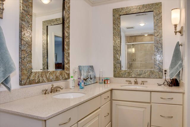 710 Somerset Way, Augusta, GA 30909 - full bath with ornamental molding, double vanity, and a stall shower