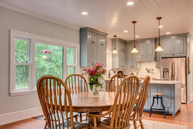 710 Somerset Way, Augusta, GA 30909 - dining area with healthy amount of natural light, light wood-type flooring, recessed lighting, and ornamental molding