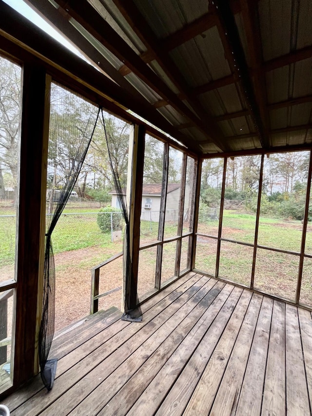 view of unfurnished sunroom