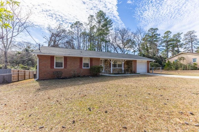 ranch-style house with a front lawn