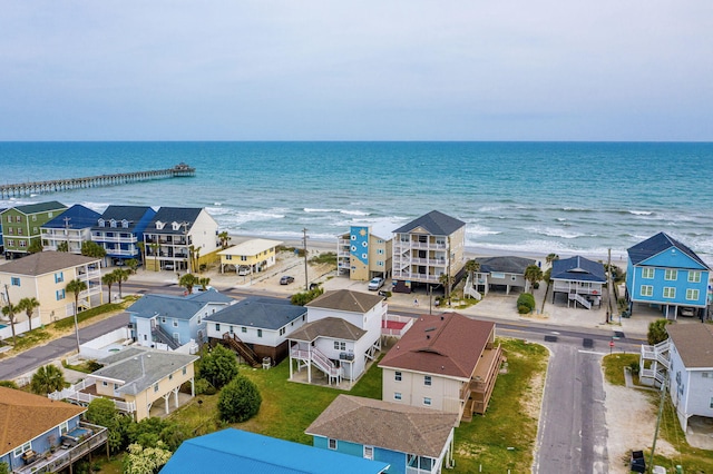 aerial view featuring a water view and a residential view