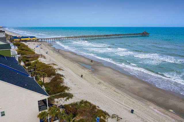 property view of water featuring a beach view