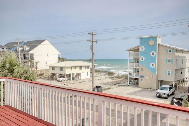 exterior space with a water view