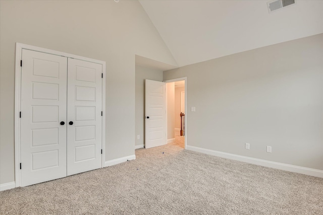 5265 Greyton Cir, North Augusta, SC 29860 - unfurnished bedroom with carpet, baseboards, a closet, and high vaulted ceiling