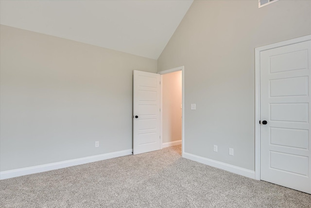 5265 Greyton Cir, North Augusta, SC 29860 - unfurnished bedroom featuring carpet, baseboards, and high vaulted ceiling