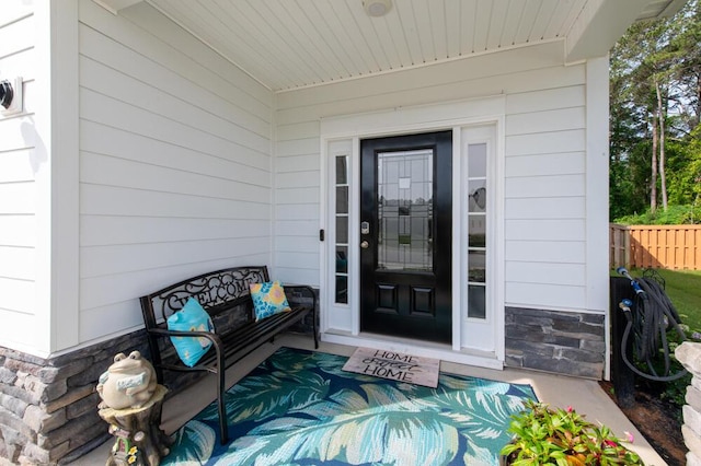 6134 High Top Ln, Aiken, SC 29801 - view of exterior entry with stone siding and fence
