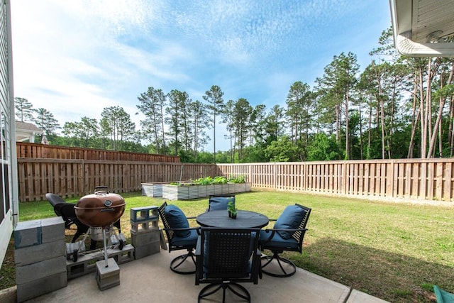6134 High Top Ln, Aiken, SC 29801 - view of patio / terrace featuring outdoor dining space, a garden, and area for grilling