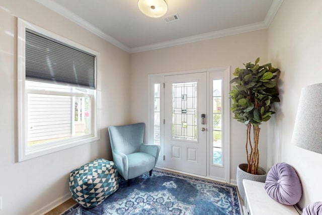 6134 High Top Ln, Aiken, SC 29801 - foyer featuring ornamental molding, baseboards, and wood finished floors