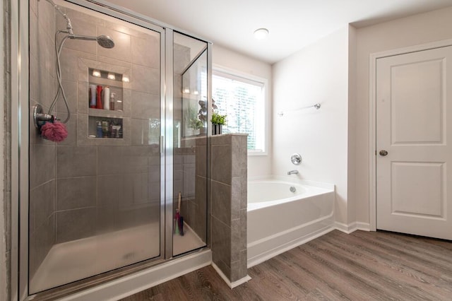 6134 High Top Ln, Aiken, SC 29801 - full bath with a stall shower, a bath, wood finished floors, and baseboards