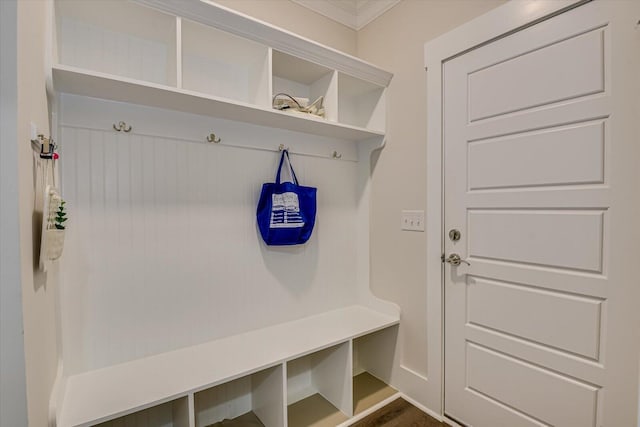 mudroom with crown molding