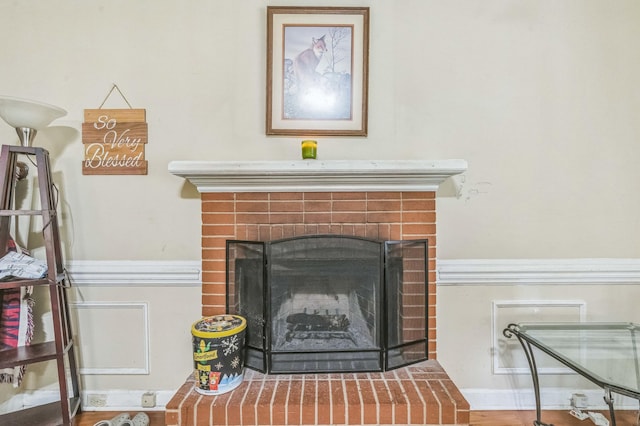 detailed view of a fireplace