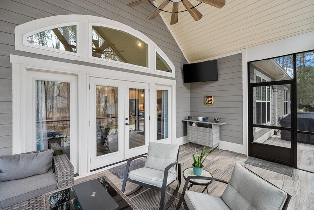 134 Twelve Oaks Dr, Mccormick, SC 29835 - sunroom featuring french doors and ceiling fan
