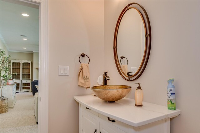 209 Apple Ln, Mccormick, SC 29835 - bathroom with crown molding, recessed lighting, and vanity