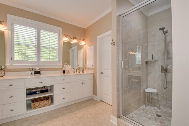 209 Apple Ln, Mccormick, SC 29835 - full bath featuring a stall shower, ornamental molding, and vanity