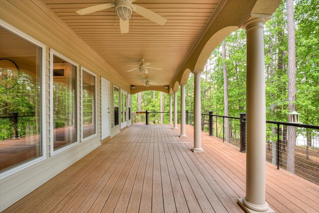 209 Apple Ln, Mccormick, SC 29835 - wooden terrace featuring ceiling fan