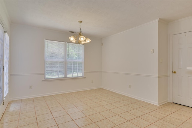 1008 Storey Mill Ct, Hephzibah, GA 30815 - empty room with a chandelier, ornamental molding, and light tile patterned floors