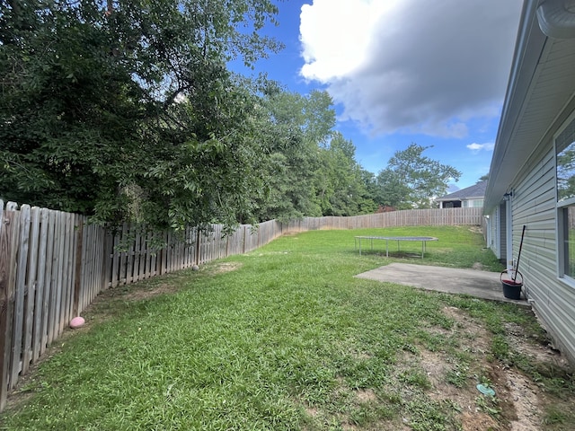 2030 Lake Forest Dr, Grovetown, GA 30813 - fenced backyard featuring a trampoline and a patio area