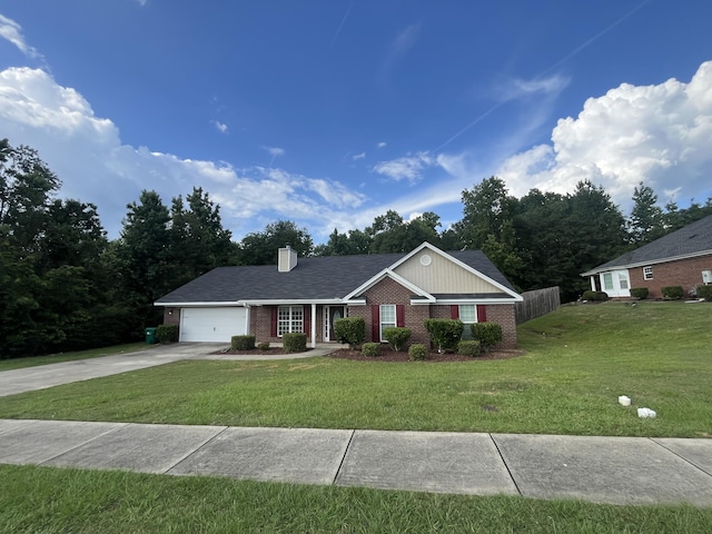 2030 Lake Forest Dr, Grovetown, GA 30813 - single story home with brick siding, a front lawn, driveway, and a chimney